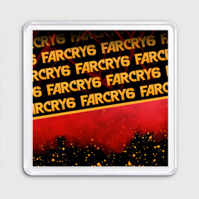 Магнит 55*55 с принтом Far Cry 6 в Санкт-Петербурге, Пластик | Размер: 65*65 мм; Размер печати: 55*55 мм | far cry 6 | дым | игра | капли | лого | надпись | частицы