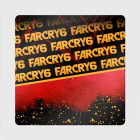 Магнит виниловый Квадрат с принтом Far Cry 6 в Санкт-Петербурге, полимерный материал с магнитным слоем | размер 9*9 см, закругленные углы | far cry 6 | дым | игра | капли | лого | надпись | частицы
