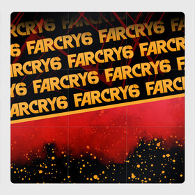 Магнитный плакат 3Х3 с принтом Far Cry 6 в Санкт-Петербурге, Полимерный материал с магнитным слоем | 9 деталей размером 9*9 см | far cry 6 | дым | игра | капли | лого | надпись | частицы