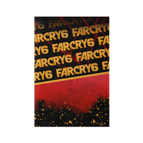 Обложка для паспорта матовая кожа с принтом Far Cry 6 в Санкт-Петербурге, натуральная матовая кожа | размер 19,3 х 13,7 см; прозрачные пластиковые крепления | Тематика изображения на принте: far cry 6 | дым | игра | капли | лого | надпись | частицы