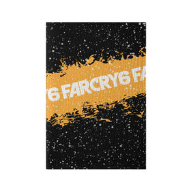 Обложка для паспорта матовая кожа с принтом Far Cry 6 в Санкт-Петербурге, натуральная матовая кожа | размер 19,3 х 13,7 см; прозрачные пластиковые крепления | far cry 6 | игра | капли | лого | надпись | снег | частицы