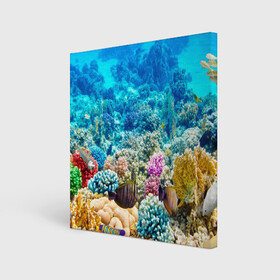 Холст квадратный с принтом Риф в Санкт-Петербурге, 100% ПВХ |  | Тематика изображения на принте: коралловый риф | полосатые рыбы | риф | рыбы | сказочный риф