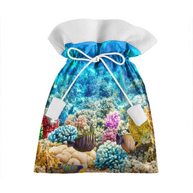 Подарочный 3D мешок с принтом Риф в Санкт-Петербурге, 100% полиэстер | Размер: 29*39 см | Тематика изображения на принте: коралловый риф | полосатые рыбы | риф | рыбы | сказочный риф