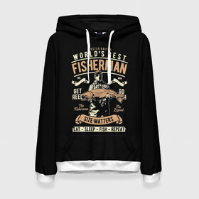 Женская толстовка 3D с принтом Размер Рыбака Имеет Значение в Санкт-Петербурге, 100% полиэстер  | двухслойный капюшон со шнурком для регулировки, мягкие манжеты на рукавах и по низу толстовки, спереди карман-кенгуру с мягким внутренним слоем. | вылавливание рыбы | ловля рыбы | рыбак | рыбалка | рыбная ловля | рыболовство