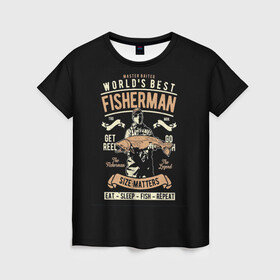Женская футболка 3D с принтом Размер Рыбака Имеет Значение в Санкт-Петербурге, 100% полиэфир ( синтетическое хлопкоподобное полотно) | прямой крой, круглый вырез горловины, длина до линии бедер | вылавливание рыбы | ловля рыбы | рыбак | рыбалка | рыбная ловля | рыболовство
