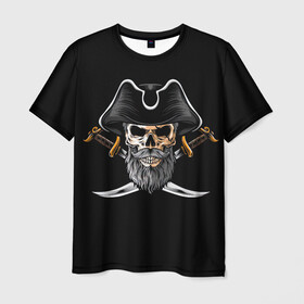 Мужская футболка 3D с принтом Морской Капитан Пират в Санкт-Петербурге, 100% полиэфир | прямой крой, круглый вырез горловины, длина до линии бедер | дэви джонс | капитан | клад | пират | пираты | сабли | сокровища | сундук мертвеца | чёрная борода