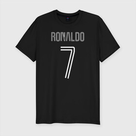 Мужская футболка хлопок Slim с принтом Ronaldo 7 номер на груди в Санкт-Петербурге, 92% хлопок, 8% лайкра | приталенный силуэт, круглый вырез ворота, длина до линии бедра, короткий рукав | Тематика изображения на принте: 7 | champion | cr7 | cristiano ronaldo | fifa | football | football club | juventus | soccer | uefa | игра | криштиану роналду | лига чемпионов | реал мадрид | сборная португалии | спорт | уефа | фифа | фк | футбол | футболь