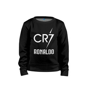 Детский свитшот хлопок с принтом CR7 Cristiano Ronaldo logo в Санкт-Петербурге, 100% хлопок | круглый вырез горловины, эластичные манжеты, пояс и воротник | 7 | champion | cr7 | cristiano ronaldo | fifa | football | football club | juventus | soccer | uefa | игра | криштиану роналду | лига чемпионов | реал мадрид | сборная португалии | спорт | уефа | фифа | фк | футбол | футболь