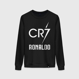 Женский свитшот хлопок с принтом CR7 Cristiano Ronaldo logo в Санкт-Петербурге, 100% хлопок | прямой крой, круглый вырез, на манжетах и по низу широкая трикотажная резинка  | 7 | champion | cr7 | cristiano ronaldo | fifa | football | football club | juventus | soccer | uefa | игра | криштиану роналду | лига чемпионов | реал мадрид | сборная португалии | спорт | уефа | фифа | фк | футбол | футболь