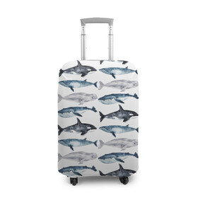 Чехол для чемодана 3D с принтом киты в Санкт-Петербурге, 86% полиэфир, 14% спандекс | двустороннее нанесение принта, прорези для ручек и колес | ocean | sea | касатки | киты | море | морские мотивы | морской принт | морской фон | океан | паттерн | рыбы | текстуры