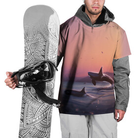 Накидка на куртку 3D с принтом касатки в Санкт-Петербурге, 100% полиэстер |  | Тематика изображения на принте: ocean | orca | sea | sea animal | дельфин | закат | касатка | кит | море | океан | рисунок кита