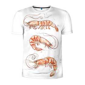 Мужская футболка 3D спортивная с принтом креветки в Санкт-Петербурге, 100% полиэстер с улучшенными характеристиками | приталенный силуэт, круглая горловина, широкие плечи, сужается к линии бедра | ocean | sea | sea animal | графика | креветки | лобстер | море | океан | раки | рачки | рисунок