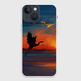 Чехол для iPhone 13 mini с принтом Прибрежный закат в Санкт-Петербурге,  |  | журавль | закат | закат на пляже | море | пляж | прибрежный закат
