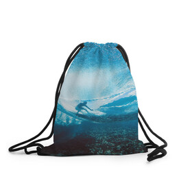 Рюкзак-мешок 3D с принтом Под водой в Санкт-Петербурге, 100% полиэстер | плотность ткани — 200 г/м2, размер — 35 х 45 см; лямки — толстые шнурки, застежка на шнуровке, без карманов и подкладки | море | морская волна | океан | под водой | серфер | серфинг