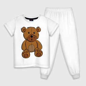 Детская пижама хлопок с принтом Плюшевый медведь в Санкт-Петербурге, 100% хлопок |  брюки и футболка прямого кроя, без карманов, на брюках мягкая резинка на поясе и по низу штанин
 | животные | звери | медведи | плюшевый | природа