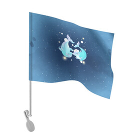 Флаг для автомобиля с принтом Два дельфина в Санкт-Петербурге, 100% полиэстер | Размер: 30*21 см | Тематика изображения на принте: cute | dolphin | два дельфина | дельфин | дельфинами | милый | мир | подводный
