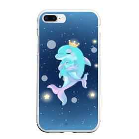Чехол для iPhone 7Plus/8 Plus матовый с принтом Два дельфина в Санкт-Петербурге, Силикон | Область печати: задняя сторона чехла, без боковых панелей | Тематика изображения на принте: cute | dolphin | два дельфина | дельфин | дельфинами | милый | мир | подводный
