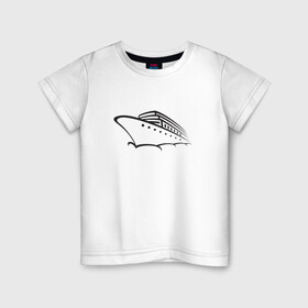 Детская футболка хлопок с принтом Яхта в Санкт-Петербурге, 100% хлопок | круглый вырез горловины, полуприлегающий силуэт, длина до линии бедер | лайнер | судно | тату | татуировка | черный | яхта | яхты