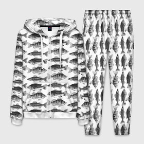 Мужской костюм 3D с принтом рыбки в Санкт-Петербурге, 100% полиэстер | Манжеты и пояс оформлены тканевой резинкой, двухслойный капюшон со шнурком для регулировки, карманы спереди | ocean | sea | киты | море | морской принт | морской фон | океан | паттерн | рыбы | текстуры
