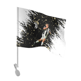 Флаг для автомобиля с принтом Juventus Пауло Дибала в Санкт-Петербурге, 100% полиэстер | Размер: 30*21 см | cr7 | juve | juventus | paulo dybala | ronaldo | пауло дибала | роналдо | ювентус
