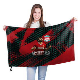 Флаг 3D с принтом Liverpool Мохамед Салах в Санкт-Петербурге, 100% полиэстер | плотность ткани — 95 г/м2, размер — 67 х 109 см. Принт наносится с одной стороны | lfc | liverpool | mohamed salah | sport | ynwa | ливерпуль | лфк | мохамед салах | спорт