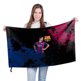 Флаг 3D с принтом Barcelona Луис Суарес в Санкт-Петербурге, 100% полиэстер | плотность ткани — 95 г/м2, размер — 67 х 109 см. Принт наносится с одной стороны | barca | barcelona | fc barca | luis suarez | барка | барселона | луис суарес