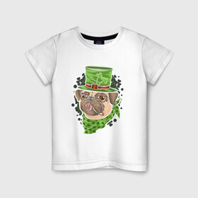 Детская футболка хлопок с принтом Мопс Патрик в Санкт-Петербурге, 100% хлопок | круглый вырез горловины, полуприлегающий силуэт, длина до линии бедер | мопс | мопсик | патрик | праздник | собаки