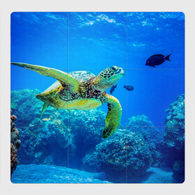Магнитный плакат 3Х3 с принтом Морская черепаха в Санкт-Петербурге, Полимерный материал с магнитным слоем | 9 деталей размером 9*9 см | Тематика изображения на принте: морская черепаха | океан | подводный мир | черепаха
