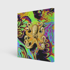 Холст квадратный с принтом Octopus Ink в Санкт-Петербурге, 100% ПВХ |  | abstraction | acid | kraken | ocean | octopus | sea | море | осьминог