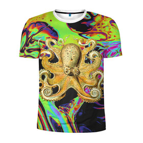 Мужская футболка 3D спортивная с принтом Octopus Ink в Санкт-Петербурге, 100% полиэстер с улучшенными характеристиками | приталенный силуэт, круглая горловина, широкие плечи, сужается к линии бедра | abstraction | acid | kraken | ocean | octopus | sea | море | осьминог