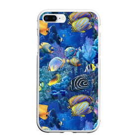 Чехол для iPhone 7Plus/8 Plus матовый с принтом Коралловые рыбки в Санкт-Петербурге, Силикон | Область печати: задняя сторона чехла, без боковых панелей | дно морское | коралловые | кораллы | море | подводный мир | рыбки