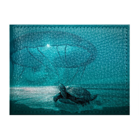Обложка для студенческого билета с принтом Медуза и черепаха в Санкт-Петербурге, натуральная кожа | Размер: 11*8 см; Печать на всей внешней стороне | Тематика изображения на принте: медуза | медуза в море | черепаха
