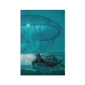 Обложка для паспорта матовая кожа с принтом Медуза и черепаха в Санкт-Петербурге, натуральная матовая кожа | размер 19,3 х 13,7 см; прозрачные пластиковые крепления | Тематика изображения на принте: медуза | медуза в море | черепаха