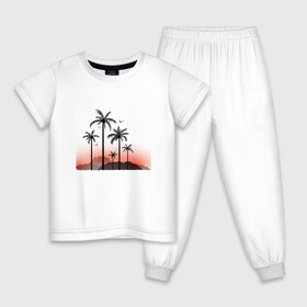 Детская пижама хлопок с принтом palm tree в Санкт-Петербурге, 100% хлопок |  брюки и футболка прямого кроя, без карманов, на брюках мягкая резинка на поясе и по низу штанин
 | Тематика изображения на принте: beach | ocean | palm trees | sea | summer | sun | sunset | vacation | закат | лето | море | океан | отдых | отпуск | пальмы | пляж | солнце