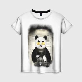 Женская футболка 3D с принтом Yami hight IQ 3D в Санкт-Петербурге, 100% полиэфир ( синтетическое хлопкоподобное полотно) | прямой крой, круглый вырез горловины, длина до линии бедер | hight iq | panda | yami | арест | заключённый | очки | панда | фотоаппарат | фотосет