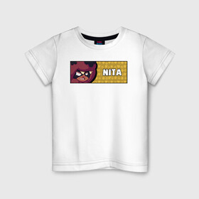 Детская футболка хлопок с принтом NITA (ПЛАШКА) в Санкт-Петербурге, 100% хлопок | круглый вырез горловины, полуприлегающий силуэт, длина до линии бедер | android | brawl | brawl stars | clash | game | nite | stars | андроид | игра | мобильные игры | нита