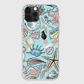 Чехол для iPhone 12 Pro Max с принтом Морские обитатели в Санкт-Петербурге, Силикон |  | звезды | морские животные | морские обитатели | очки | пляжный отдых | ракушки | расческа | улитки
