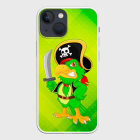 Чехол для iPhone 13 mini с принтом Попугай пират в Санкт-Петербурге,  |  | Тематика изображения на принте: капитан | пират | попугай | птица