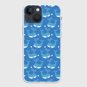 Чехол для iPhone 13 mini с принтом Киты паттерн в Санкт-Петербурге,  |  | whale | бесшовный | кит | киты | море | океан | паттерн
