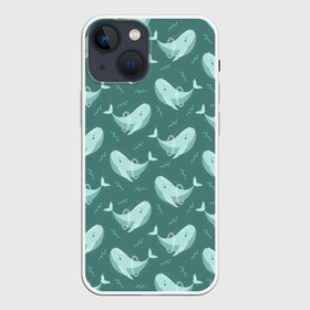 Чехол для iPhone 13 mini с принтом Киты в Санкт-Петербурге,  |  | whale | кит | киты | море | океан | паттерн