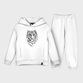 Детский костюм хлопок Oversize с принтом Белый тигр в Санкт-Петербурге,  |  | альфа | белый | дикие | дикий | животные | звери | зверь | кот | котик | крутой | полоски | принт | природа | самец | тигр | тигриныйкрасивый