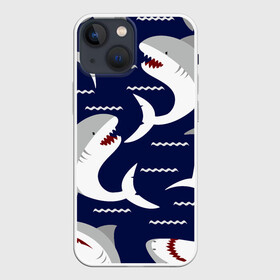 Чехол для iPhone 13 mini с принтом Акулы в Санкт-Петербурге,  |  | shark | акула | акуленок | акулы | жители | клыки | море | морские | океан | рыба | черные