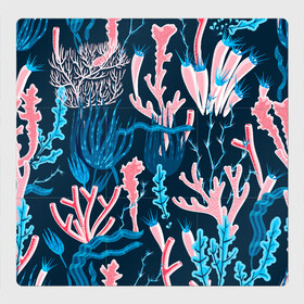 Магнитный плакат 3Х3 с принтом Подводный мир в Санкт-Петербурге, Полимерный материал с магнитным слоем | 9 деталей размером 9*9 см | colorful | coral | deep | sea | seamless | seaweed | водоросли | глубокий | коралл | красочный | паттерн | подводный мир