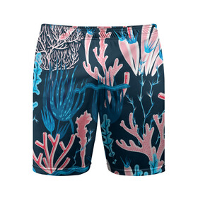 Мужские шорты спортивные с принтом Подводный мир в Санкт-Петербурге,  |  | Тематика изображения на принте: colorful | coral | deep | sea | seamless | seaweed | водоросли | глубокий | коралл | красочный | паттерн | подводный мир