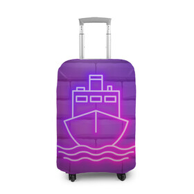 Чехол для чемодана 3D с принтом Судно неон в Санкт-Петербурге, 86% полиэфир, 14% спандекс | двустороннее нанесение принта, прорези для ручек и колес | neon | корабль | море | неон | неоновый | судно