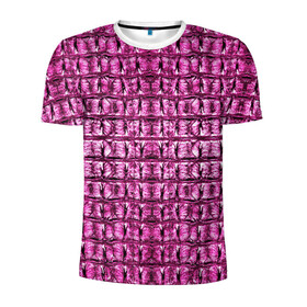 Мужская футболка 3D спортивная с принтом Pink Alligator в Санкт-Петербурге, 100% полиэстер с улучшенными характеристиками | приталенный силуэт, круглая горловина, широкие плечи, сужается к линии бедра | alligator | crocodile | leather | scales | skin