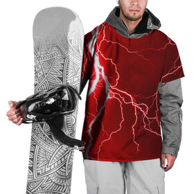 Накидка на куртку 3D с принтом Red Lightning в Санкт-Петербурге, 100% полиэстер |  | energy | fire | lightning | storm | thunder