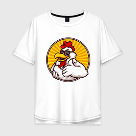 Мужская футболка хлопок Oversize с принтом Курито в Санкт-Петербурге, 100% хлопок | свободный крой, круглый ворот, “спинка” длиннее передней части | животные | курица | куры | птицы | цыпленок