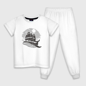 Детская пижама хлопок с принтом КИТ ФРЕГАТ WHALE FRIGATE (Z) в Санкт-Петербурге, 100% хлопок |  брюки и футболка прямого кроя, без карманов, на брюках мягкая резинка на поясе и по низу штанин
 | boat | frigate | mastodon | rorqual | sailboat | ship | ships | whale | бумага | кит | китовый | кораблик | кораблики | корабль | левиафан | лодка | мастак | мастодонт | мореход | одинокая лодка | парусник | столп | судно | фрегат