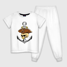 Детская пижама хлопок с принтом PIRAT ANCHOR | ПИРАТСКИЙ ЯКОРЬ (Z) в Санкт-Петербурге, 100% хлопок |  брюки и футболка прямого кроя, без карманов, на брюках мягкая резинка на поясе и по низу штанин
 | Тематика изображения на принте: anchor | japanese anchor | pirat | pirat anchor | заякориться | пират | пиратский якорь | стоп судно | якорек | якорный | якорь | японский якорь